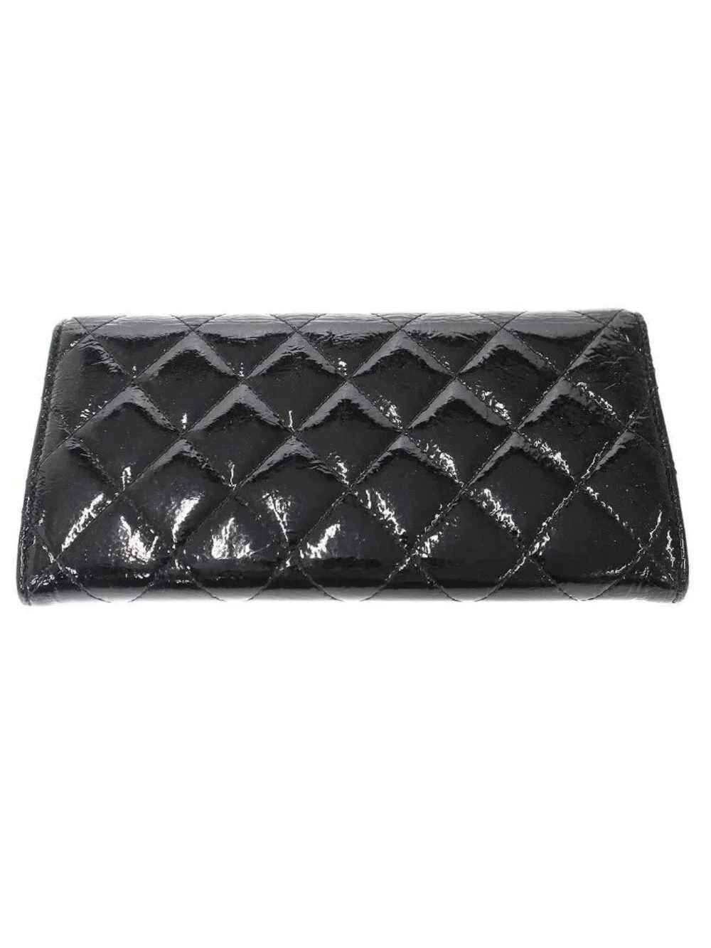 Chanel Quilted Patent CC Logo Wallet Black